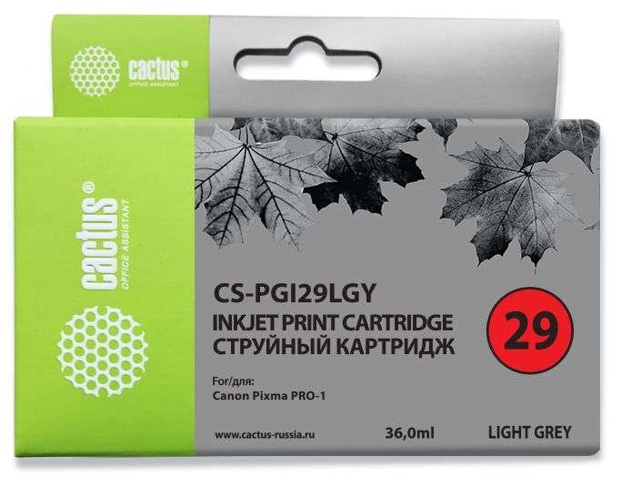 Струйный картридж Cactus CS-PGI29LGY (PGI-29LGY) светло-серый для Canon Pixma PRO-1 (1'320 стр.)
Струйный картридж Cactus CS-PGI29LGY (PGI-29LGY) светло-серый для Canon Pixma PRO-1 (1'320 стр.)
