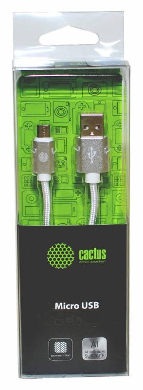 

Кабель Cactus CS-ACSC09 USB-microUSB серебристый 1м универсальный