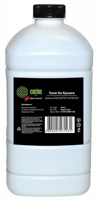 

Тонер Cactus CS-TKYOFS4100DN-1000 черный (флакон 650 гр.) для принтера Kyosera M2135DN, M2635DN, M2735DW, M2040DN, M2540DN