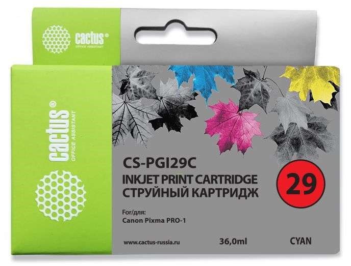 

Струйный картридж Cactus CS-PGI29C (PGI-29C) голубой для Canon Pixma PRO-1 (1'940 стр.)