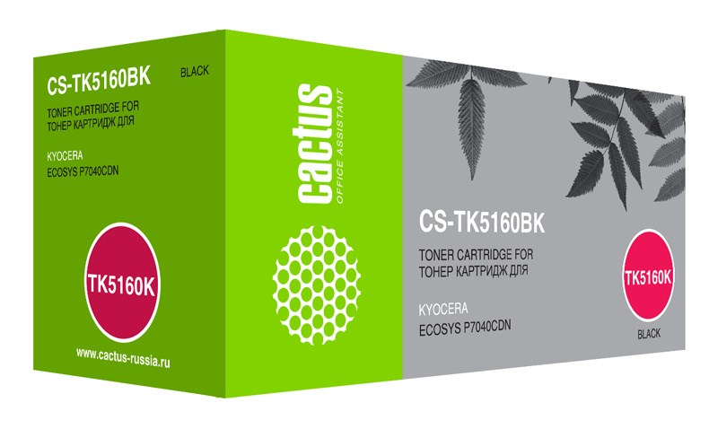 

Лазерный картридж Cactus CS-TK5160BK (TK-5160K) черный для Kyocera Ecosys P7040cdn (16'000 стр.)