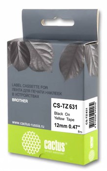 Лента Cactus CS-TZ631 (TZE-631) черный для Brother 1010, 1260VP, 1830VP, 9700PC (12 мм X 8 м) - фото 11240