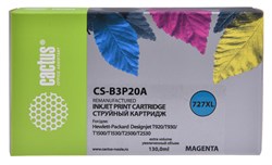 Струйный картридж Cactus CS-B3P20A (HP 727) пурпурный увеличенной емкости для HP DesignJet T920 ePrinter (CR354A), T930, T1500 ePrinter (CR356A), T1500 PostScript (CR357A), T1530, T2500 eMFP (CR358A), T2530 (130 мл) - фото 12347