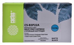 Струйный картридж Cactus CS-B3P22A (HP 727) черный матовый увеличенной емкости для HP DesignJet T920 ePrinter (CR354A), T930, T1500 ePrinter (CR356A), T1500 PostScript (CR357A), T1530, T2500 eMFP (CR358A), T2530 (130 мл) - фото 12349
