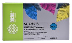 Струйный картридж Cactus CS-B3P21A (HP 727) желтый увеличенной емкости для HP DesignJet T920 ePrinter (CR354A), T930, T1500 ePrinter (CR356A), T1500 PostScript (CR357A), T1530, T2500 eMFP (CR358A), T2530 (130 мл) - фото 12350