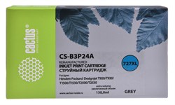 Струйный картридж Cactus CS-B3P24A (HP 727) серый увеличенной емкости для HP DesignJet T920 ePrinter (CR354A), T930, T1500 ePrinter (CR356A), T1500 PostScript (CR357A), T1530, T2500 eMFP (CR358A), T2530 (130 мл) - фото 12351