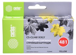 Струйный картридж Cactus CS-CLI481XXLY (CLI-481Y XXL) желтый для Canon Pixma TR7540, TR8540, TS6140, TS8140, TS9140, TS704 (12 мл) - фото 12513