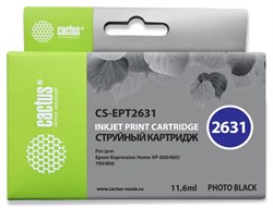 Струйный картридж Cactus CS-EPT2631 (26XL) фото-черный для принтеров Epson Expression Premium XP-600, XP-700, XP-800, XP-820 (11,6 мл) - фото 13082