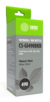 Чернила Cactus CS-GI490BKB черный для Canon Pixma G1400, G2400, G3400 (100 мл) - фото 13218