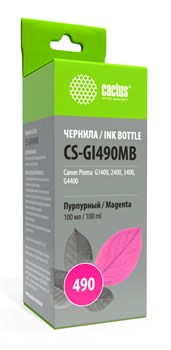 Чернила Cactus CS-GI490MB пурпурный для Canon Pixma G1400, G2400, G3400 (100 мл) - фото 13219