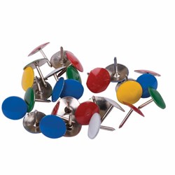 Кнопки канцелярские Brauberg, металлические, цветные, 10 мм (100 шт.) - фото 13342