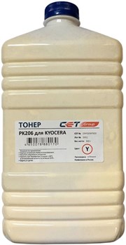 Тонер Cet PK206 OSP0206Y-500 желтый для принтера KYOCERA Ecosys M6030cdn, 6035cidn, 6530cdn, P6035cdn (бутылка 500 гр.) - фото 13899