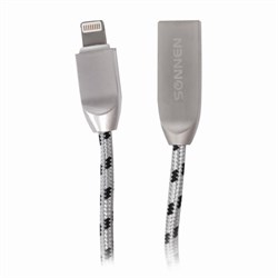 Кабель USB 2.0-Lightning, 1 м, Sonnen Premium, медь, для iPhone/iPad, передача данных и зарядка - фото 13974