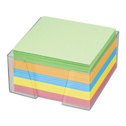Блок для записей Brauberg в прозрачной подставке, цветной (9х9х5 см) - фото 14502