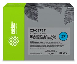 Струйный картридж Cactus CS-C8727 (HP 27) черный для HP DeskJet 3320, 3420, 3520, 3535, 3550, 3645, 3650, 3740, 3840, 5150, OfficeJet 4211, 4251, 4311, 4352, 5600, 5610, PSC 1310, 1340, 1350 (20 мл) - фото 14524
