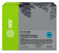 Струйный картридж Cactus CS-51645 (HP 45) черный для HP Color Copier 110, 290; DesignJet 750; DeskJet 930, 950, 970, 980, 990, 1000, 1100, 1180, 1220, 1280, 1600, 6122; OfficeJet g55, k60; PhotoSmart 1215, 1315, p1000; Fax-1220 (44 мл) - фото 14557