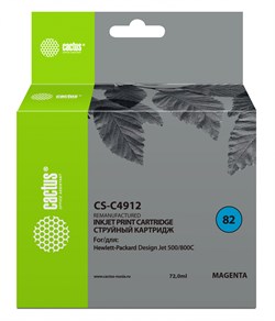 Струйный картридж Cactus CS-C4912 (HP 82) пурпурный для HP DesignJet 500, 500 Plus, 500ps, 500ps Plus, 510, 510ps, 800, 800ps, 815 MFP, 820 MFP, Copier CC800, Copier CC800ps (72 мл) - фото 14569