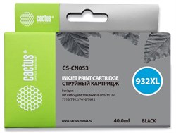 Струйный картридж Cactus CS-CN053 (HP 932XL) черный увеличенной емкости для HP OfficeJet 6100 (H611a), 6100 ePrinter, 6600 (H711a, H711g), 6700 (H711n), 6700 Premium e-AiO, 7110 WF ePrinter, 7110 (H812a), 7510 e-AiO, 7610 WF e-AiO (40 мл) - фото 14636