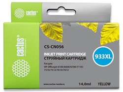 Струйный картридж Cactus CS-CN056 (HP 933XL) желтый увеличенной емкости для HP OfficeJet 6100 (H611a), 6600 (H711a, H711g), 6600 e-AiO, 6700 (H711n), 6700 Premium e-AiO, 7110 WF ePrinter, 7110 (H812a), 7510 e-AiO, 7610 WF e-AiO (14 мл) - фото 14642