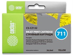 Струйный картридж Cactus CS-CZ132 (HP 711) желтый увеличенной емкости для HP DesignJet T120, T520 A0, T520 A1 (26 мл) - фото 14658