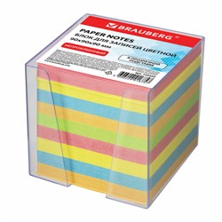Блок для записей цветной Brauberg в прозрачной подставке, (куб 9х9х9 см) - фото 14729