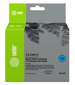 Струйный картридж Cactus CS-C6615 (HP 15) черный для HP Color Copier 310, DeskJet 3820, 840, 840C, 916C, 920, 920C, 940, 940C, Digital Copier Printer 310, Fax 1230, OfficeJet 5105, 5110, V30, V40, V45, PSC 500, 750, 950 (44 мл) - фото 14735