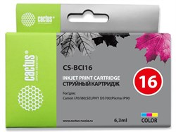 Струйный картридж Cactus CS-BCI16 (BCI-16) цветной для Canon Pixma iP90, iP90v, Mini 220; Canon Selphy DS700, DS810 (6,3 мл) - фото 14812