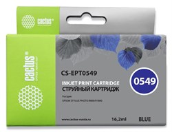 Струйный картридж Cactus CS-EPT0549 (T0549) синий для принтеров Epson Stylus Photo R800, R1800 (16,2 мл) - фото 14897