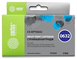 Струйный картридж Cactus CS-EPT0632 (T0632) голубой для принтеров Epson Stylus C67, C67PE, C87, CX3700, CX4100, CX4700, CX5700, CX5700F (10 мл) - фото 14899