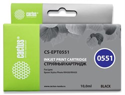 Струйный картридж Cactus CS-EPT0551 (T0551) черный для принтеров Epson Stylus Photo R240, R245, RX420, RX425, RX430, RX520 (10 мл) - фото 14940