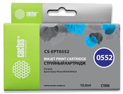 Струйный картридж Cactus CS-EPT0552 (T0552) голубой для принтеров Epson Stylus Photo R240, R245, RX420, RX425, RX430, RX520 (10 мл) - фото 14942