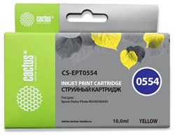 Струйный картридж Cactus CS-EPT0554 (T0554) желтый для принтеров Epson Stylus Photo R240, R245, RX420, RX425, RX430, RX520 (10 мл) - фото 14946