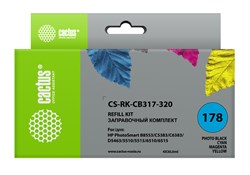 Заправочный набор Cactus CS-RK-CB317-320 многоцветный для HP PhotoSmart B8553, C5383, C6383, D5463, 5510 (4*30ml) - фото 15551