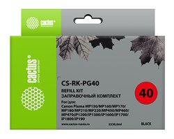 Заправочный набор Cactus CS-RK-PG40 черный для Canon MP150, MP160, MP170, MP180, MP210 (2*30ml) - фото 15560