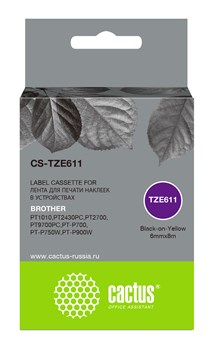 Картридж ленточный Cactus CS-TZE611 черный для Brother 1010, 1280, 1280VP, 2700VP - фото 15617