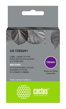 Картридж ленточный Cactus CS-TZES251 черный для Brother 1010, 1280, 1280VP, 2700VP - фото 15622