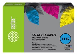 Чернила Cactus CS-GT51-52 черный/голубой/пурпурный/желтый набор для DeskJet GT 5810, 5820, 5812, 5822 (4x100 мл) - фото 15793