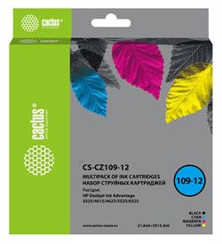 Комплект струйных картриджей Cactus CS-CZ109-12 набор для HP DJ IA 3525, 5525, 4525 (21.6 мл + 3x14.2 мл) - фото 15802