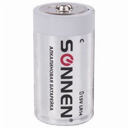 Батарейки комплект 2 шт., SONNEN Alkaline, С (LR14, 14А), алкалиновые, блистер - фото 15960