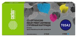 Струйный картридж Cactus CS-EPT05A200 (T05A2) голубой для Epson WorkForce Pro WF-C878, C879 (215 мл) - фото 16196