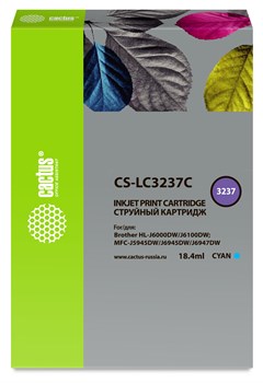 Струйный картридж Cactus CS-LC3237C (LC3237C) голубой для Brother HL-J6000DW, J6100DW (18.4 мл) - фото 17057