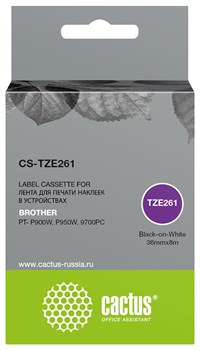 Картридж ленточный Cactus CS-TZE261 черный для Brother PT- P900W, P950W, 9700PC - фото 17137