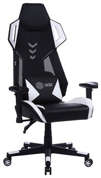 Кресло игровое Cactus CS-CHR-090BLW цвет: черно-белый, обивка: эко.кожа/сетка, крестовина: пластик черно-белый - фото 17328
