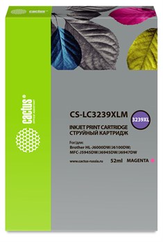 Струйный картридж Cactus CS-LC3239XLM (LC3239XLM) пурпурный для Brother HL-J6000DW, J6100DW (52 мл) - фото 17728