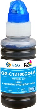 Чернила G&G GG-C13T06C24A №112 голубой для Epson L6550, 6570, 11160, 15150, 15160 (100 мл) - фото 17826