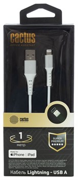 Кабель Cactus CS-LG.USB.A-1 USB (m)-Lightning (m) 1м белый блистер - фото 18755