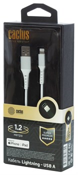 Кабель Cactus CS-LG.USB.A-1.2 USB (m)-Lightning (m) 1.2м белый блистер - фото 18760
