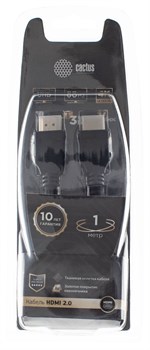 Кабель аудио-видео Cactus CS-HDMI.2-1 HDMI (m)/HDMI (m) 1м. позолоченные контакты, черный - фото 18822