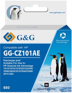 Струйный картридж G&G GG-CZ101AE (HP 650) черный для HP DeskJet Ink Advantage 1010, 1015, 1515, 1516, 2515, 2516, 2545, 2546, 2645, 3515, 3540, 3545, 4515 (200 стр.) - фото 19427