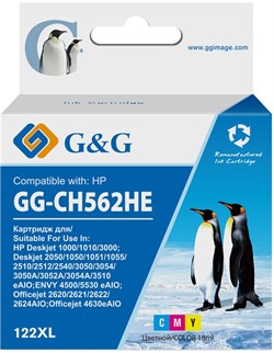 Струйный картридж G&G GG-CH562HE (HP 122) многоцветный для HP DJ 1050A, 2050A, 3000 - фото 19429